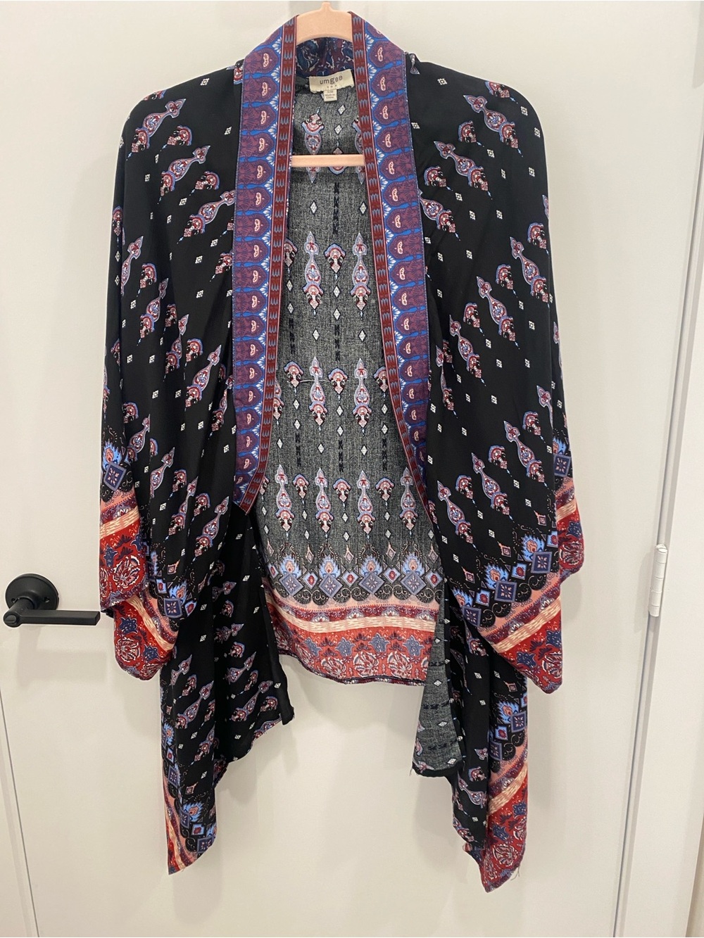 Umgee Red and Black Paisley Bojo Kimono Size S/M